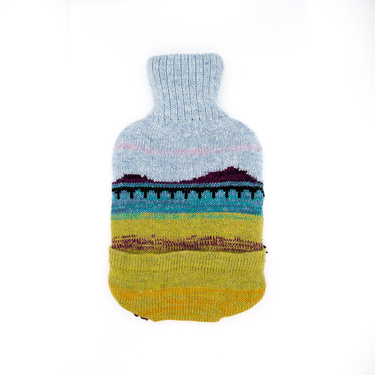 Knitted Lambswool Hot Water Bottle Cover With Viaduct Lake Etsy UK