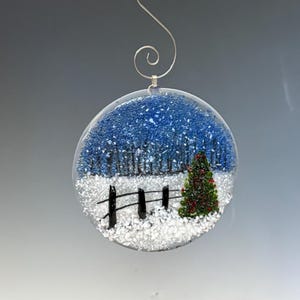Fused glass ornament scenes for Christmas or to enjoy all year.  Handmade from an original design and signed by the artist.