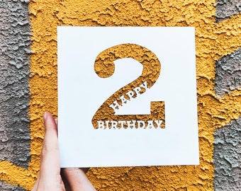 Custom Birthday Number Card, Age Birthday Card for Her, 25th Bday Hand Cut Card for Him, Birthday Gift For Friend, Bday Number Card for Kid
