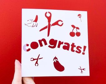 Handmade Vasectomy Card, Congratulations Card, Get Well Soon Card, Funny Gift, Snip Snip Card, Card for Husband, Gift for Him, Hand Cut Card