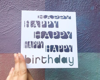 Birthday Greeting Card Daughter, Gift for Birthday for Men, Papercut Art, Simple Birthday Card, Friend Birthday Card, Hand Cut Card