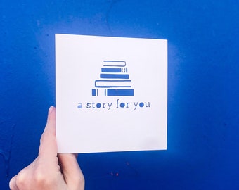 Book Greeting Card, Bookish Gifts, Bookworm Gifts, Long Distance Friend card, Book Lover Card, Book Theme Gifts, Hello Cards, Hand Cut Card