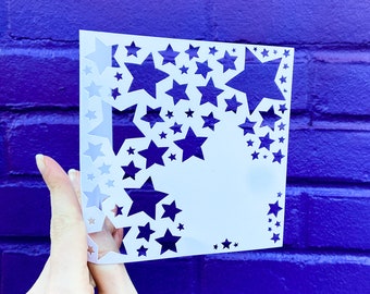 Stars Collage Card, Card, for Kid, Birthday Card, Just Because Card, Celebration Card, Congratulations Gift, Card for Girl, Hand Cut Card