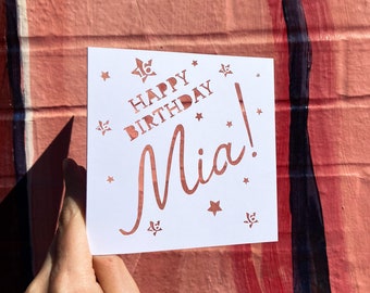 Customized Birthday Card, Star Birthday Card, Personalized 16th Birthday, Birthday Card for Teenager, Milestone Gifts, Hand Cut Card
