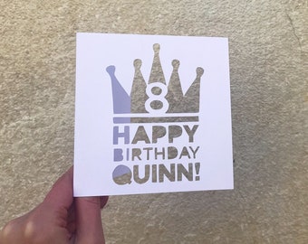 Princess Card, Custom Birthday Card, Little Prince Card, Birthday Girl Gifts, 1st Birthday Gift, Birthday Crown, Queen Card, Hand Cut Card