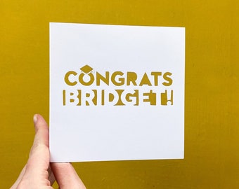 Custom Congratulations Card, Personalized Graduation Cards, Congrats Grad Cards for Son, High School Graduation Card for Daughter, Hand Cut