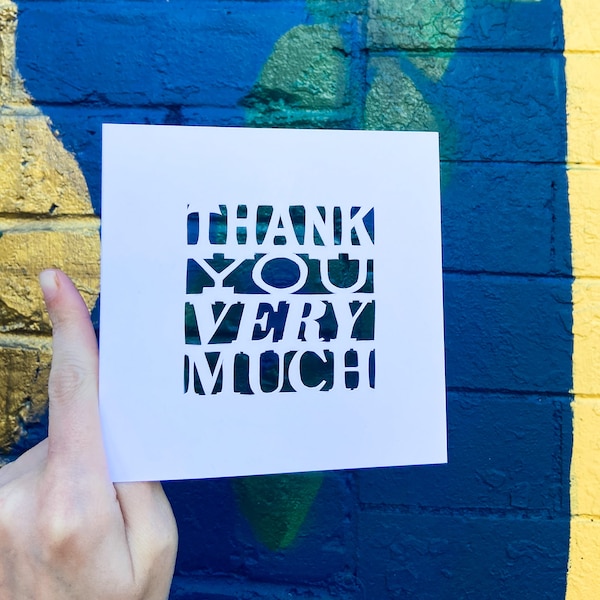 Thank You Very Much Card, Thank You Gift, Card for Teacher, Coworker Gift, Present for Friend, Employee Gift, Card for Her, Hand Cut Card