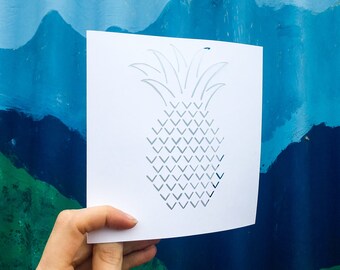 Pineapple Card, Tropical Card, Just Because Card, Gift for Friend, Card for Anyone, Card with a Pineapple, Fruit Card, Hand Cut Card