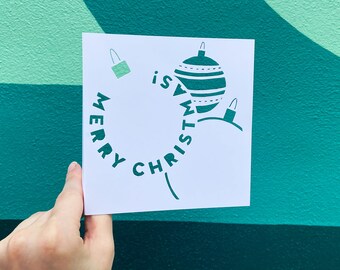 Merry Christmas Greeting Card, Christmas Ornaments Card, Christmas Cards for Friends, Hand Cut Card for Christmas, Papercut Christmas Card