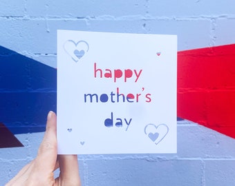 Mother's Day Greeting Card, Happy Mother's Day, Card for Mom, Gift from Husband and Kids, We Love You Mama, Handmade Hand Cut Card for Mom