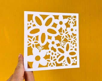 Daisy Card, Just Because Card, Flower Power, Gift for Plant Lover, Card for Sister, Snail Mail for Smiles, Floral Pattern, Hand Cut Card