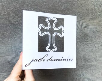 Personalized Baptism Cards, Holy Cross, Confirmation Gift for Girl, First Holy Communion Gift, Gift from Godparents, Hand Cut Card