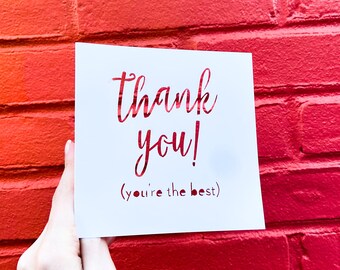 You're the Best Card, Card for Friend, Appreciation for Teacher, Thank you Neighbor, Blank Thank You Note, Thanks to Neighbor, Hand Cut Card