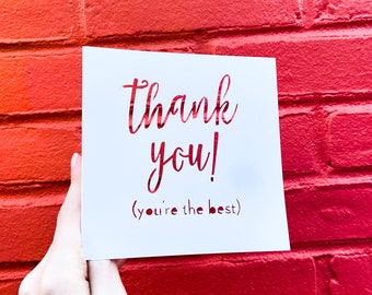 You're the Best Card, Card for Best Friend, Teacher Appreciation, Thank you Neighbor, Blank Thank You Note, Gift for Employee, Hand Cut Card