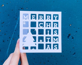 Christmas Tree Card, Merry Christmas Card, Xmas Gift for Mom, Seasons Greetings, Happy Holidays, Coworker Christmas Gift, Hand Cut Card