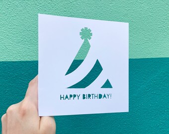 Birthday Hat Card, 1st Birthday Gift Girl, Kid Birthday Party, Niece Gift from Aunt, Birthday Boy Card, 5th Birthday, Hand Cut Card