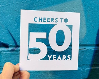 Cheers to 50 Years Anniversary Card, Custom Number Card, Happy Anniversary Gift, Card for Parents, 25th Anniversary Party, Hand Cut Card