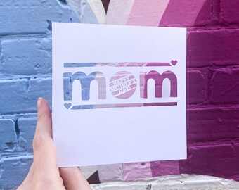 Happy Mother's Day Card, Card for Mom from Us, Gift from Kids, Mother's Day Present for Her, Greeting Hand Cut Greeting Card for Mom