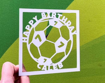 Custom Birthday Soccer Card, Bday Gift for Girl, Personalized Birthday Card for Kid, Gift for Soccer Party, Bday Gift for Boy, Hand Cut Card