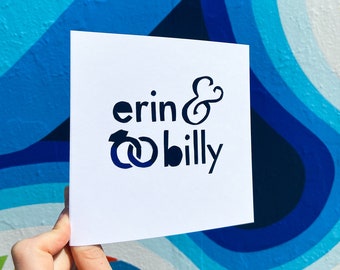 Personalized Card for Wedding, Bride and Groom Gift, for Bride, Custom Wedding Card, Gift for Married Couple, Engagement Card, Hand Cut Card