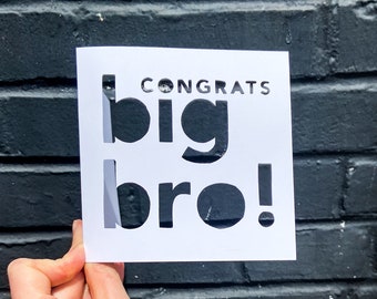 Congrats Big Brother Greeting Card, Gift for Boy, New Baby Arrival, New Sibling Card, Congratulations New Sibling Card, Hand Cut Card