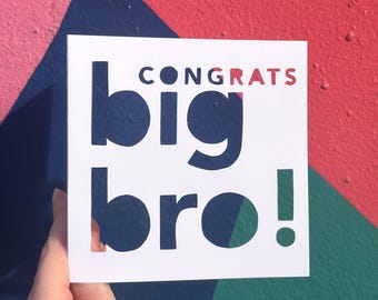 Big Brother Card, Baby Shower Card, Congratulations Card, New Big Brother Gift, New Sibling Gift, Gift from New Baby, Hand Cut Card