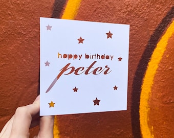 Star Birthday Card, Card for Teenage Girl, Personalized Birthday Card for Woman, Custom Name Card, Gift for Grandma, Star Art, Hand Cut Card
