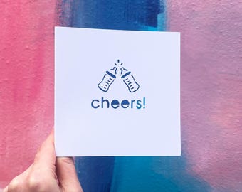 Baby Bottle Cheers, Pregnancy Congratulations Card, Gift for New Parents, Baby Shower Card for Granddaughter, Congrats Baby, Hand Cut Card