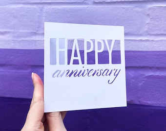 Happy Anniversary Card, 25th Anniversary Gift for Couples, 1 Year Anniversary, Anniversary Gift for Parents, I Love You, Hand Cut Card