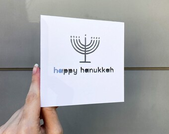 Happy Hanukkah Menorah Card, Happy Holidays Greeting Card, Card for Family, Gift for Chanukah, Menorah Card, Jewish Card, Hand Cut Card