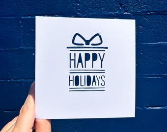 Holiday Gift Card, Card for Kid, Card for Gift, Merry Xmas, Happy Hanukkah, Holiday Greeting Card, Seasons Greetings, for Dad, Hand Cut Card