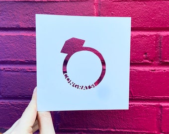 Engagement Card for Daughter, Engagement Ring Gift, Gift for Bride to Be from Mom, Card for Couple, Wedding Gift, Hand Cut Card