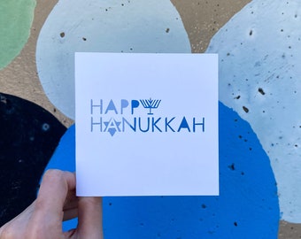 Happy Hanukkah Card, Hanukkah Gifts for Family, Chanukah Cards for Friends, Happy Holidays Greeting Card, Hand Cut Cards, Papercut Art