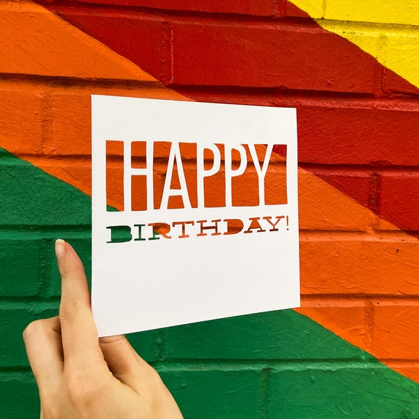 Handmade Happy Birthday Card, Bday Present for Friend, Happy Birthday Greeting Card, Bday Card for Dad, Gift for Husband, Hand Cut Card