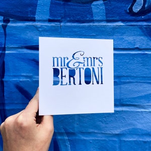 Personalized Wedding Card, Custom Wedding Card for Bride and Groom, Engagement Card for Couple, Anniversary Card, Hand Cut Card