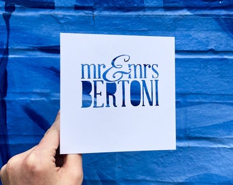 Personalized Wedding Card, Custom Wedding Card for Bride and Groom, Engagement Card for Couple, Anniversary Card, Hand Cut Card