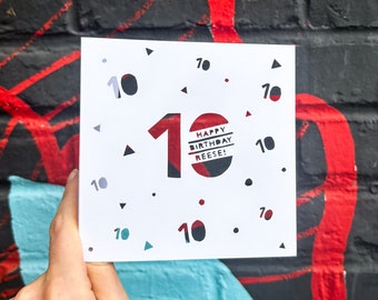 Milestone Birthday Card, 50th Birthday Gift for Him, Personalized Birthday Card, 10th Birthday Card Girl, 30th Birthday Card, Hand Cut Card