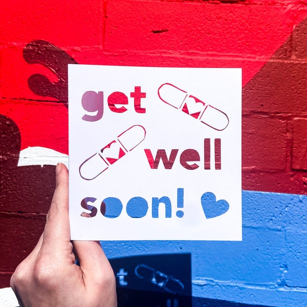 Get Well Soon Card, Handmade Feel Better Band-aids Card, Surgery Gift, Card for Friend, Gift from Friend, Papercut Art, Hand Cut Card