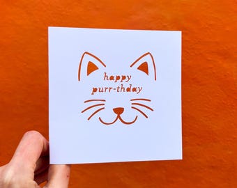 Cat Birthday Card, Animal Lover Gift, Birthday Card from Cat, Purrfect Cat, Kitten Card, Crazy Cat Lady Gift, for Pet Lover,  Hand Cut Card