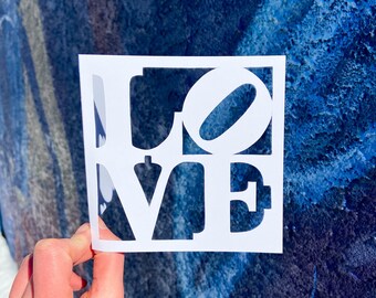 Love Greeting Card, I Love You Card for Him, Valentine's Day Card, Love Statue Art, Anniversary Gift, Dating Anniversary, Hand Cut Card