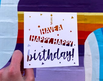 Birthday Cake Card, Happy Birthday Card, Birthday Party Gift, Birthday Card for Daughter, Birthday Girl Gift, for Friends, Hand Cut Card