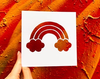 Rainbow Baby Cards, Gift for New Parents, Rainbow Bridge Dog, for Bestie, Good Luck Card, Rainbow Kid Art, Rainbow Cloud, Hand Cut Card