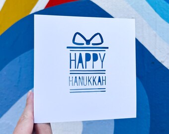 Happy Hanukkah, Jewish Gifts, Card for Mom, Chanukah Gifts, Jewish Greeting Card, Winter Holidays, Present Card, For Parents, Hand Cut Card