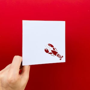 Lobster Card, You Are My Lobster, Lobster Cut Out, Shellfish Gifts, Simple Greeting Card, Beach Lover Gift, Under the Sea, Hand Cut Card