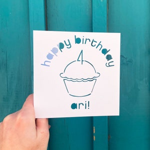 Cupcake Bday Card, Personalized Birthday Card, Birthday Girl Gifts, 1st Birthday Card for Daughter, Birthday Gift for Kid, Hand Cut Card