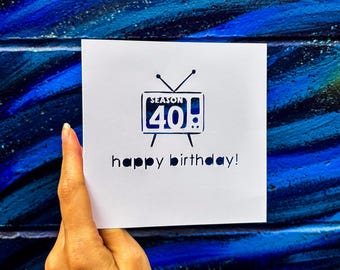 TV Birthday Card, Season 30 Birthday, Vintage Television, 40th Birthday Gift for Men, TV Lover Gift, Milestone Birthday, Hand Cut Card