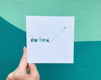 Dear Friend Greeting Card, Saying Hello Card, Anytime Card, Just Because Gift, Friend Greeting Card, Blank Handmade Card Hand Cut Card