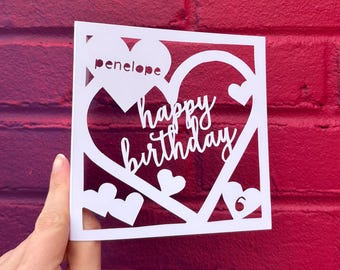 Custom Birthday Card, Sweetheart Birthday, Personalized Birthday Card for Her, 1st Birthday Gift for Girl, Sweet 16 Gift, Hand Cut Card