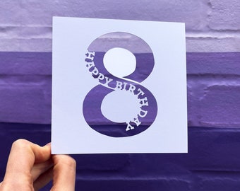 Custom Birthday Card, 25th Birthday Card, Unique Birthday Card for Him, Birthday Number, Milestone Birthday Card, for Kids, Hand Cut Card