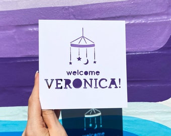 Personalized New Baby Card, Custom Name Cards for New Baby Girl, Welcome New Baby Gift, New Baby Boy Card for Baby Shower, Baby Arrival Card